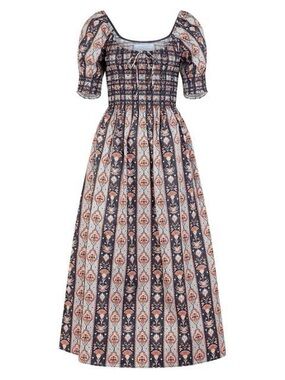 NWT Hill House Madeline Nap Midi Dress in Emma Stripe Navy Blue Pockets Sz M
